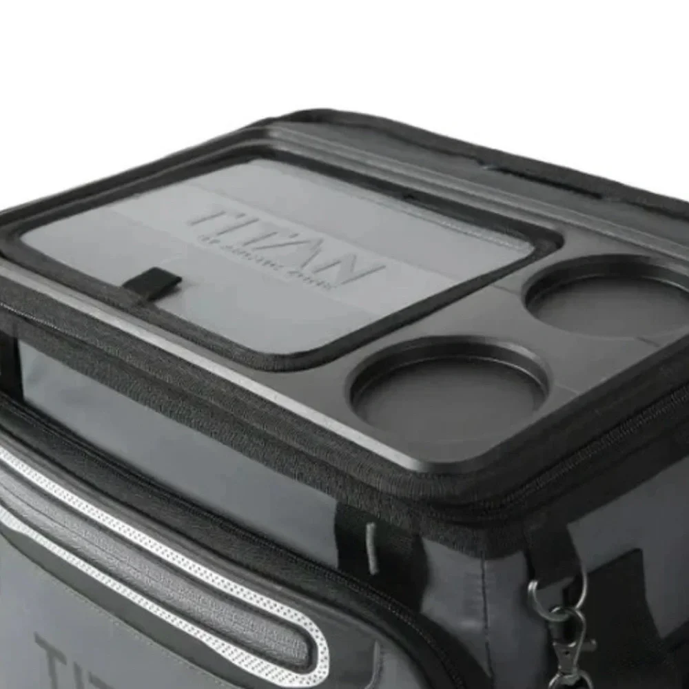 Titan 40-can Collapsible Cooler/ Gray With Two Drink Holder Tabletop - Picture 2 of 10